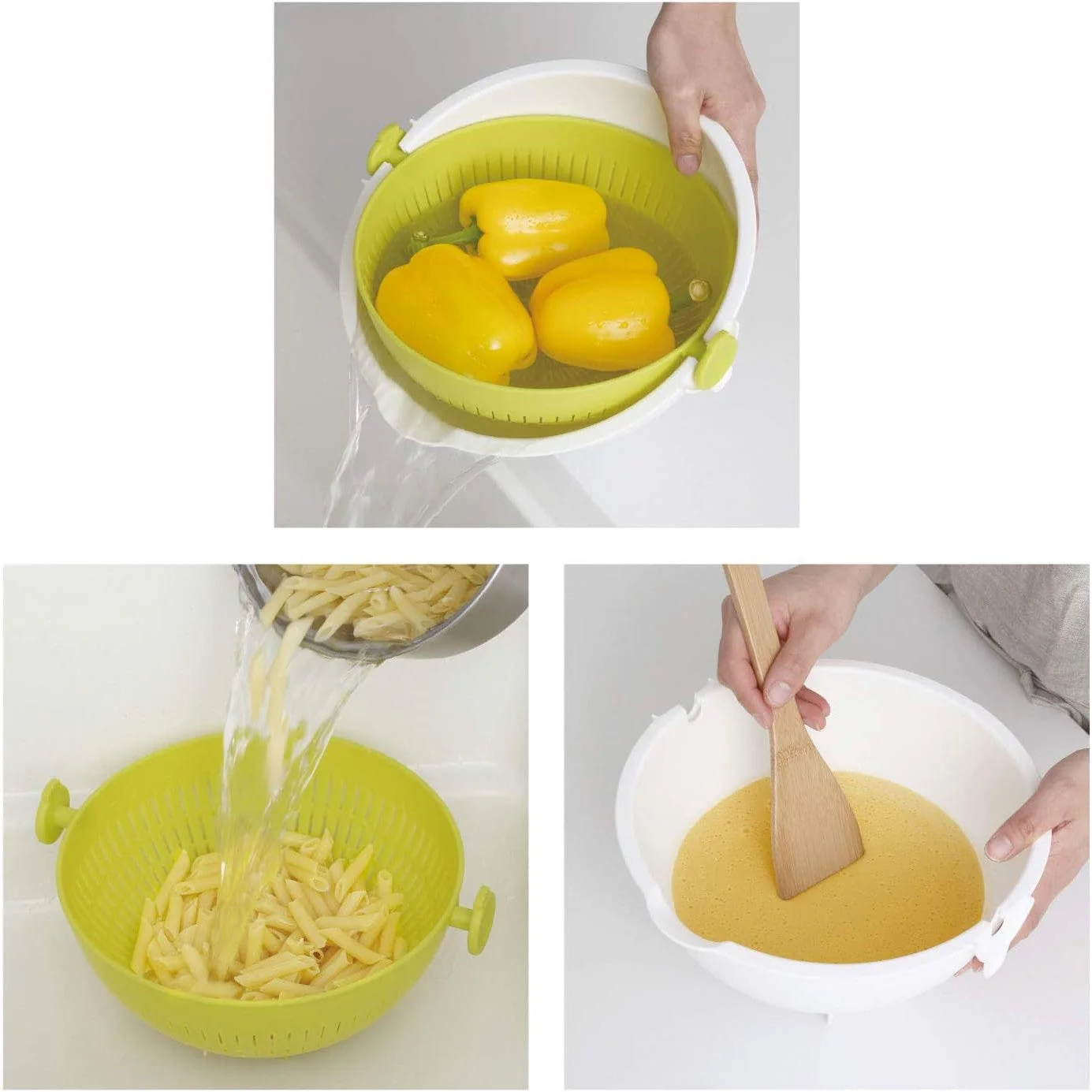 Spin Wheel Colander L Green Color (Made in Japan) - Image 11