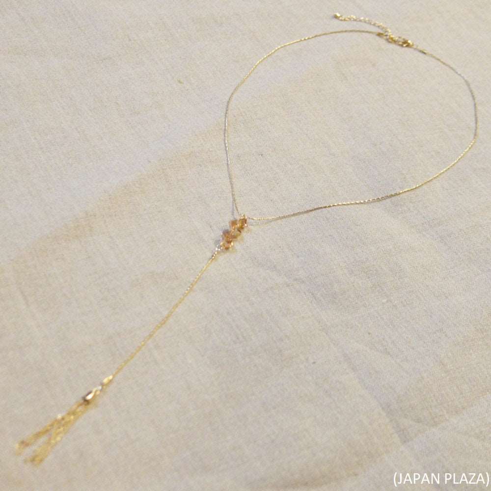 Fringe Gold Crystal Chain Necklace (Made in Korea) - Image 2