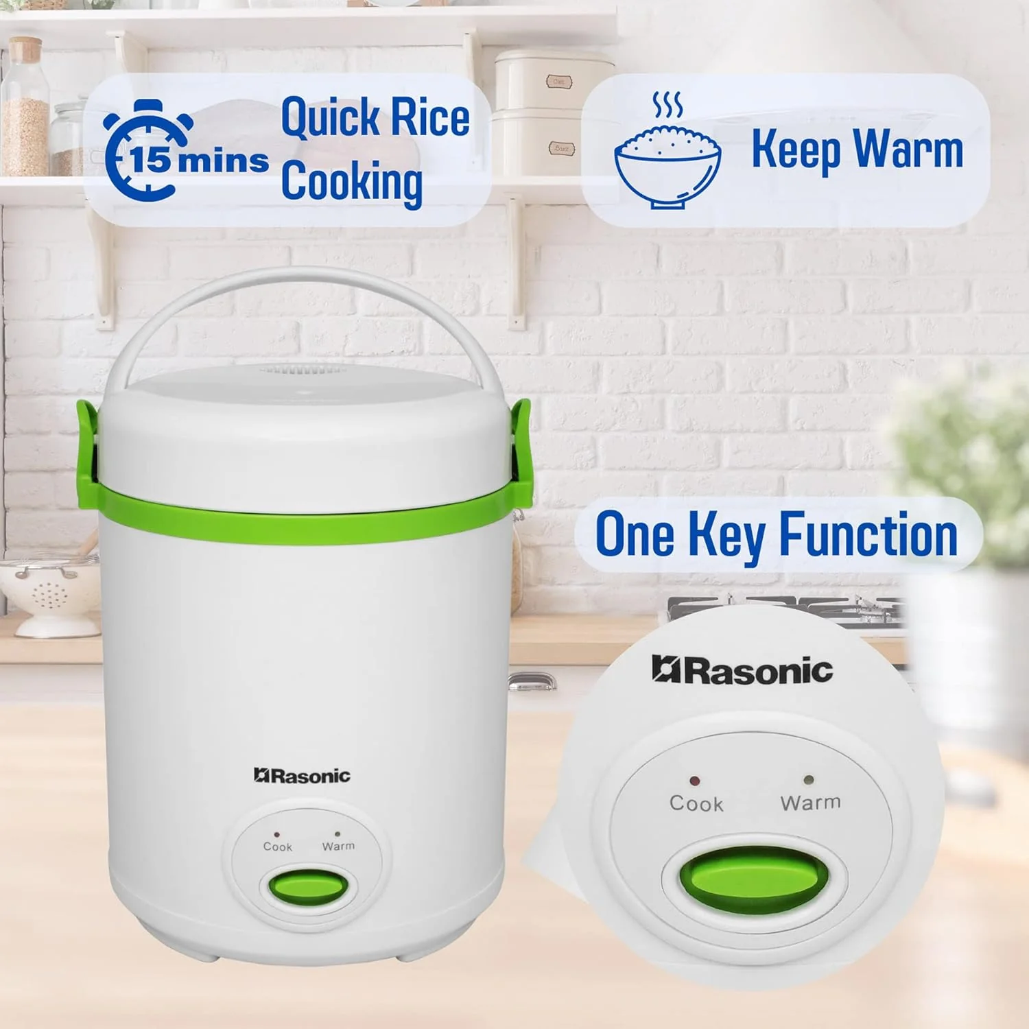 Rasonic Mini Rice Cooker RRC-Y5H 0.4L 3 Pin UK Plug - Image 3