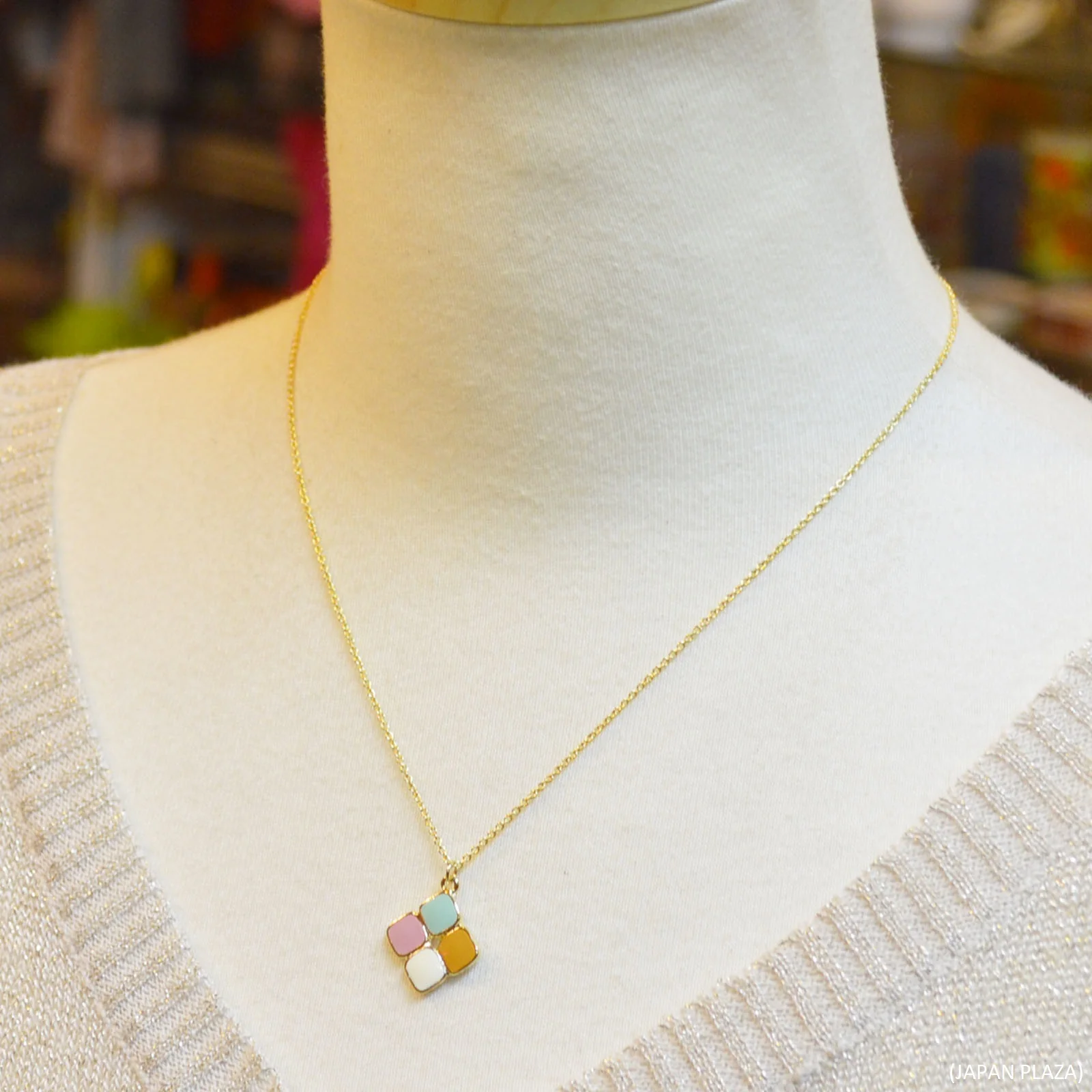 Square Enamel Gold Plating Necklace (Made in Korea) - Image 2